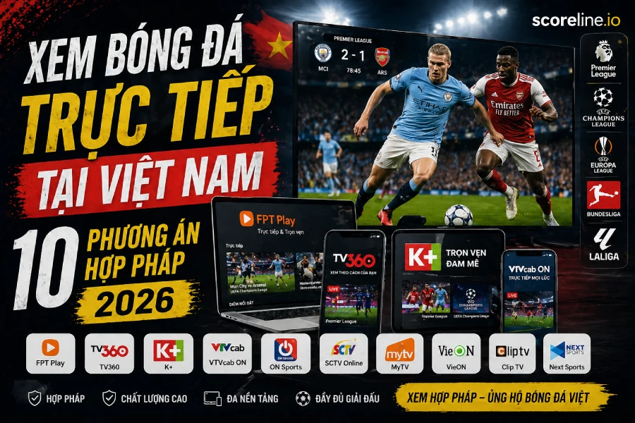 Streaming bóng đá qua internet là cách phổ biến nhất tại VN 2026