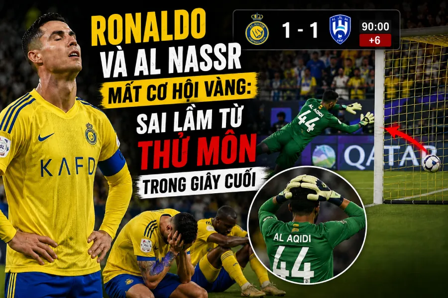 Ronaldo và Al Nassr mất cơ hội vàng: Sai lầm từ thủ môn trong giây cuối