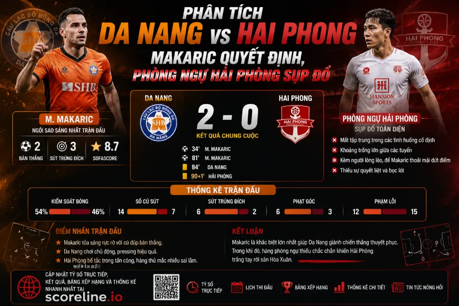 Phân tích Da Nang vs Hai Phong: Makaric quyết định, phòng ngự Hai Phong sụp đổ