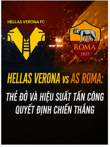 Phân tích Hellas Verona vs AS Roma: Thẻ đỏ và hiệu suất tấn công quyết định chiến thắng