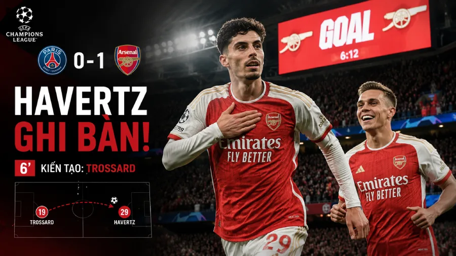 Kai Havertz — Ghi bàn mở tỷ số phút 6 CK UCL 2025/26