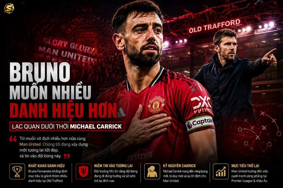 Bruno Fernandes thừa nhận muốn vô địch nhiều hơn tại Man United, lạc quan về tương lai dưới thời Michael Carrick