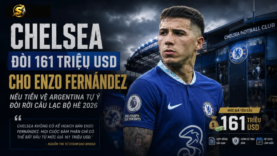 Chelsea đòi 161 triệu USD cho Enzo Fernández nếu tiền vệ Argentina tự ý đòi rời câu lạc bộ hè 2026