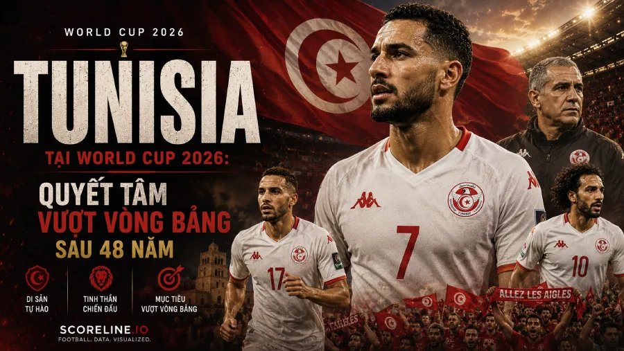 Tunisia tại World Cup 2026: đội hình, HLV, lịch thi đấu vòng bảng