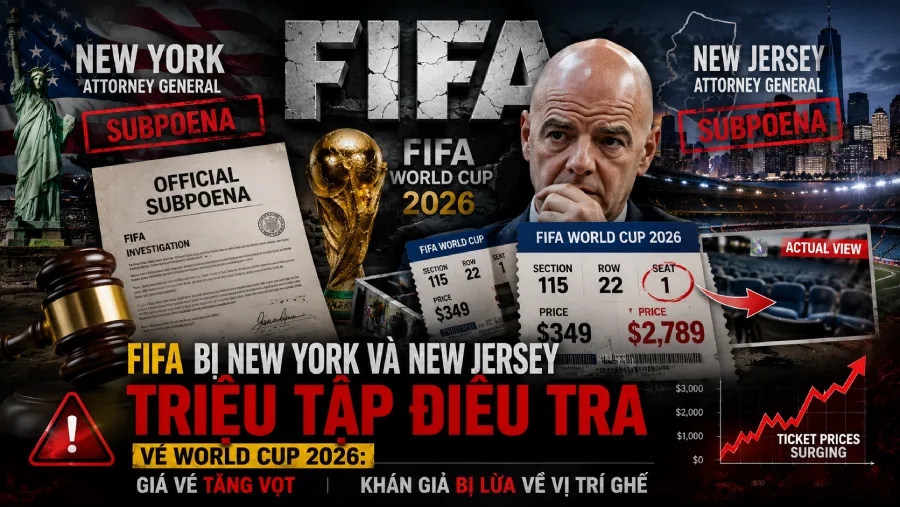 FIFA bị New York và New Jersey triệu tập điều tra vé World Cup 2026: Giá vé tăng vọt, khán giả bị lừa về vị trí ghế