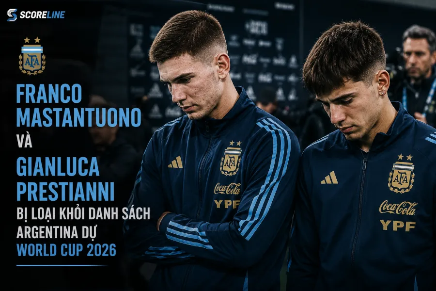Franco Mastantuono và Gianluca Prestianni bị loại khỏi danh sách Argentina dự World Cup 2026