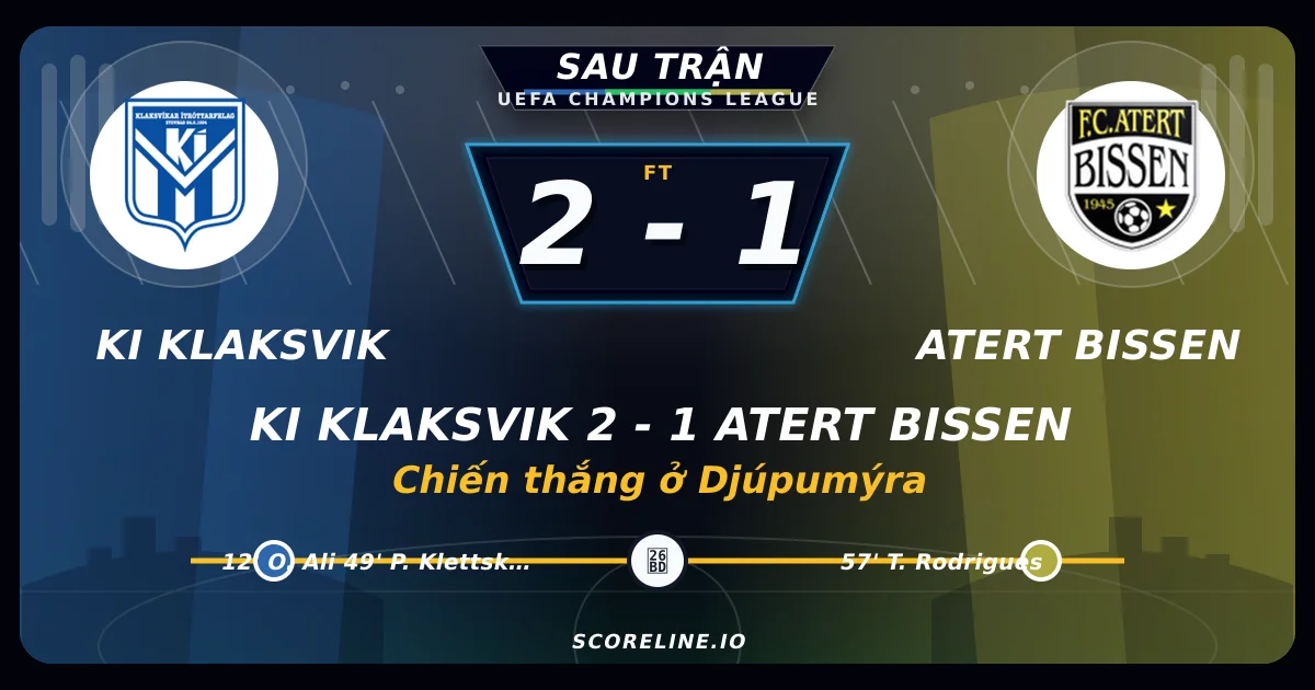 KI Klaksvik 2-1 Atert Bissen: Chiến thắng ở Djúpumýra