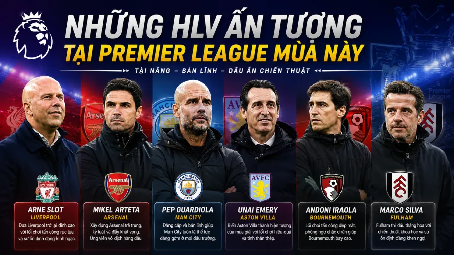 Những HLV ấn tượng nhất Premier League 2025/26: Từ Arteta vô địch đến Pep khép kỷ nguyên