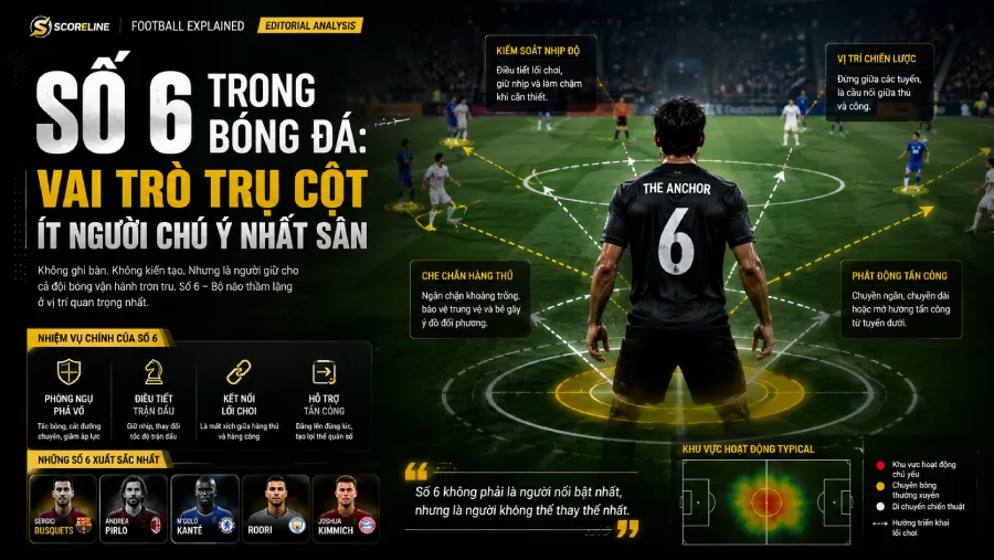 Số 6 trong bóng đá: Vai trò trụ cột ít người chú ý nhất sân