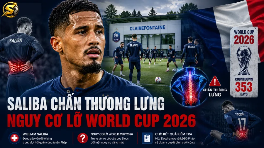 William Saliba chấn thương lưng, nhiều khả năng vắng mặt tại World Cup 2026 cùng tuyển France