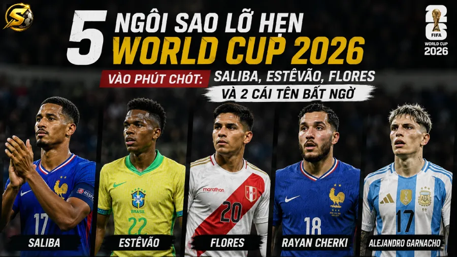 5 ngôi sao lỡ hẹn World Cup 2026 vào phút chót: Saliba, Estêvão, Flores và 2 cái tên bất ngờ