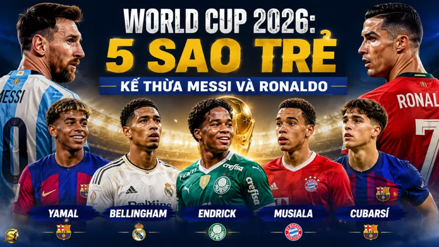 World Cup 2026: 5 sao trẻ kế thừa Messi và Ronaldo — Yamal, Bellingham, Endrick, Musiala, Cubarsí